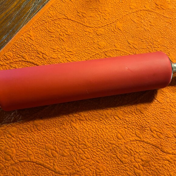 Red Silicone & Stainless Steel Rolling Pin - Large - Picture 3 of 7
